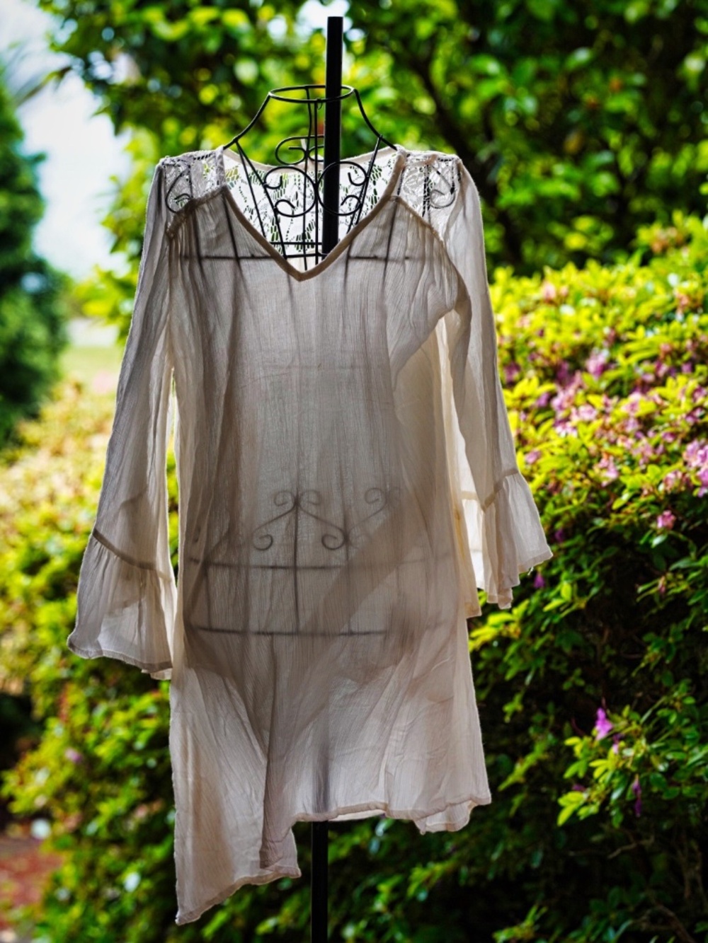 True Destiny Boho Lace Shoulder Tunic